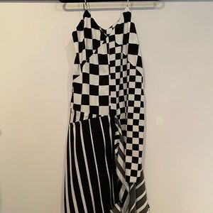 ASOS checker asymmetrical slip dress 0